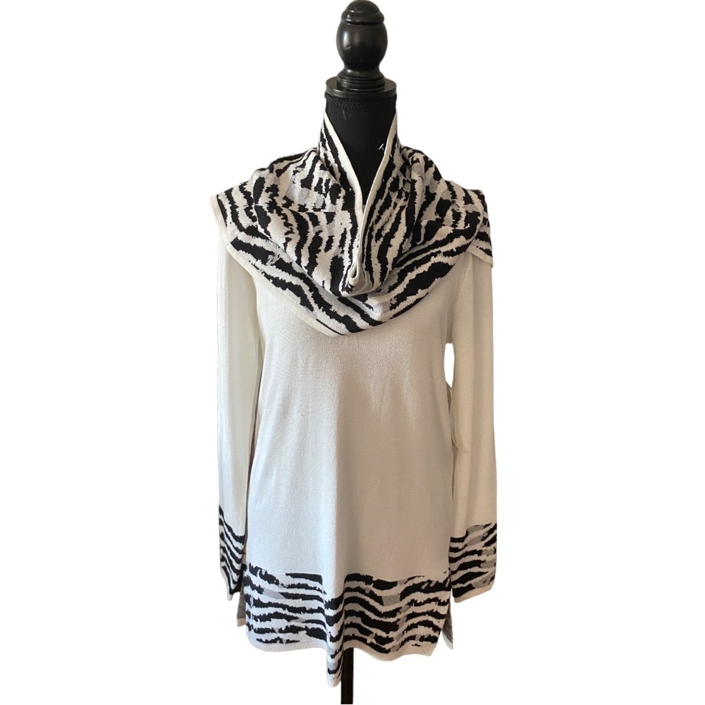 White Animal print sweater